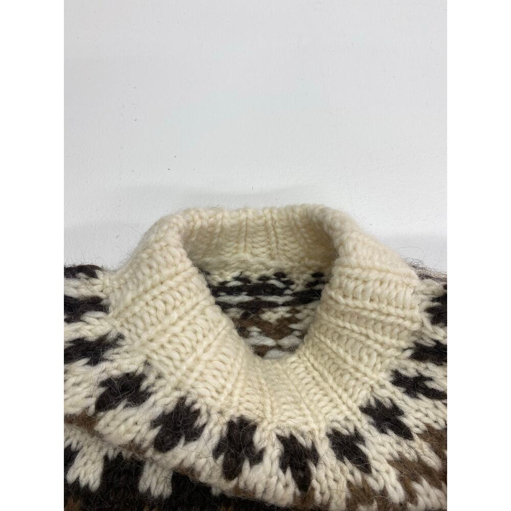 Women Icelandic Wool Fair Isle Scandinavian knit fisherman pullover sweater L - Picture 4 of 5